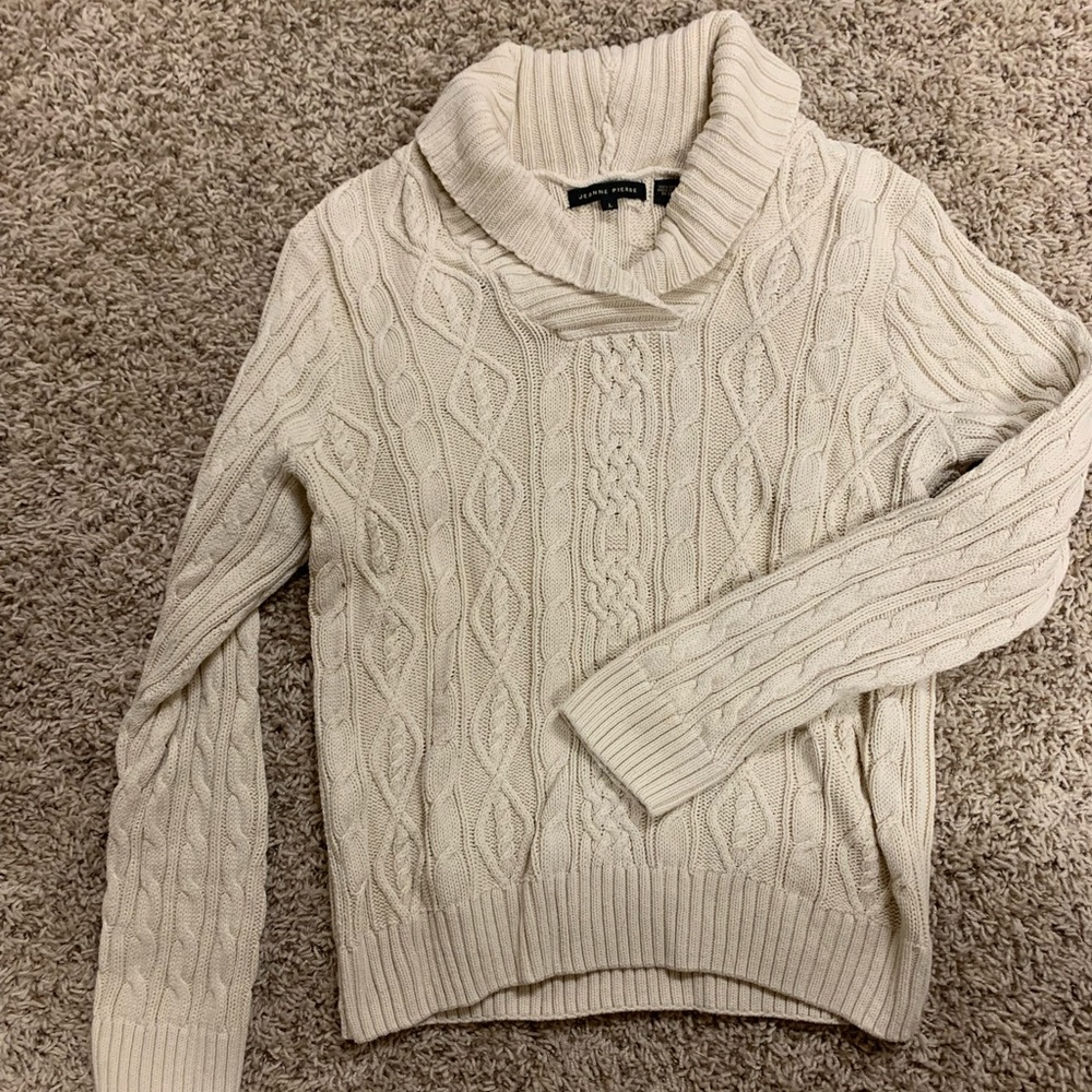 Khaki colored, V neck sweater